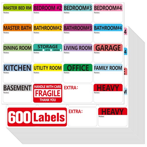 600 pcs home moving labels - pcs, 20